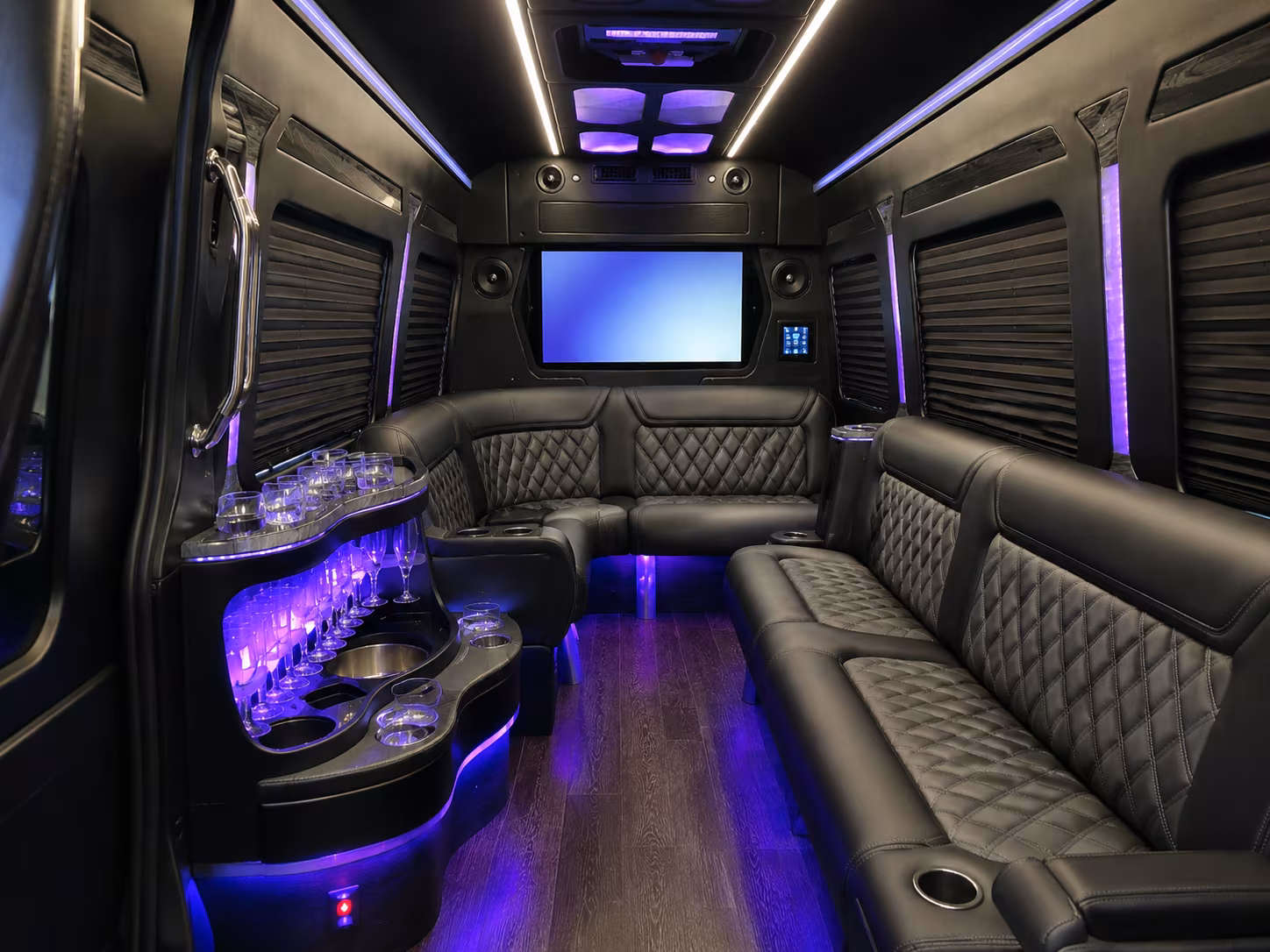 buckeye 50 passenger party bus inside